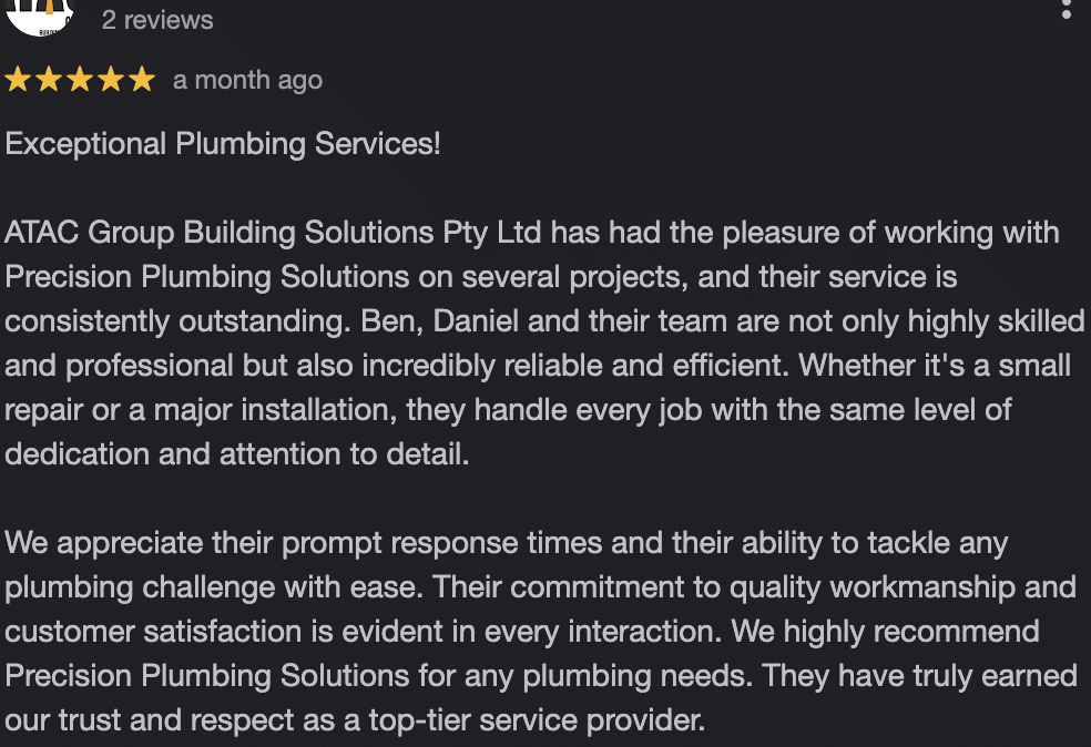 Precision Plumbing Solutions Commercial Plumbing Review